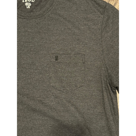 IZOD MENS SALTWATER SOFT WASH POCKET CREW T-SHIRT - CHARCOAL GRAY/BLACK SZ L​​​​ - Picture 7 of 8